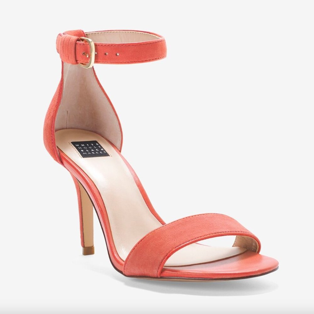 WHBM Two-Piece Suede Heels in Peach Pink Sz 9.5 - Picture 11 of 12